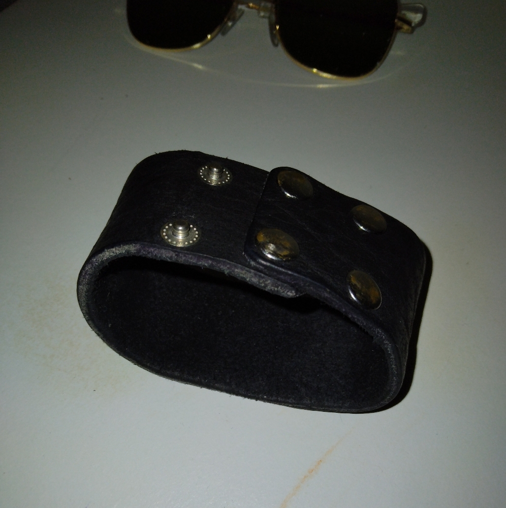 100% buffalo hide wide band rockstar bracelet. Handmade Colorado